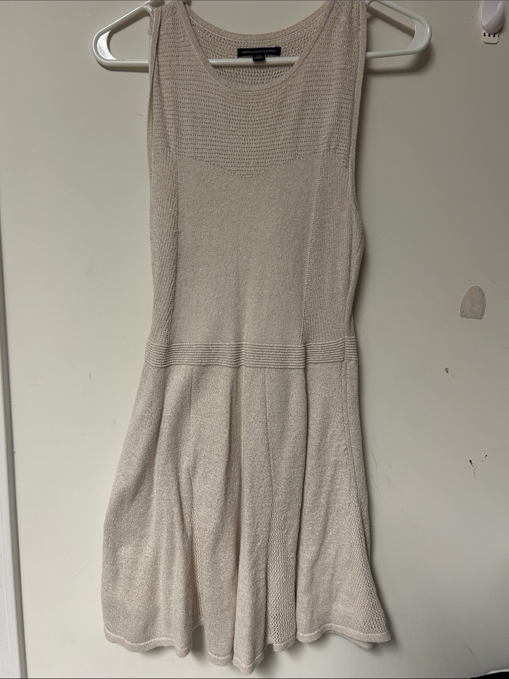American Eagle Outfitters Cream Sleeveless Knit Skater Dress